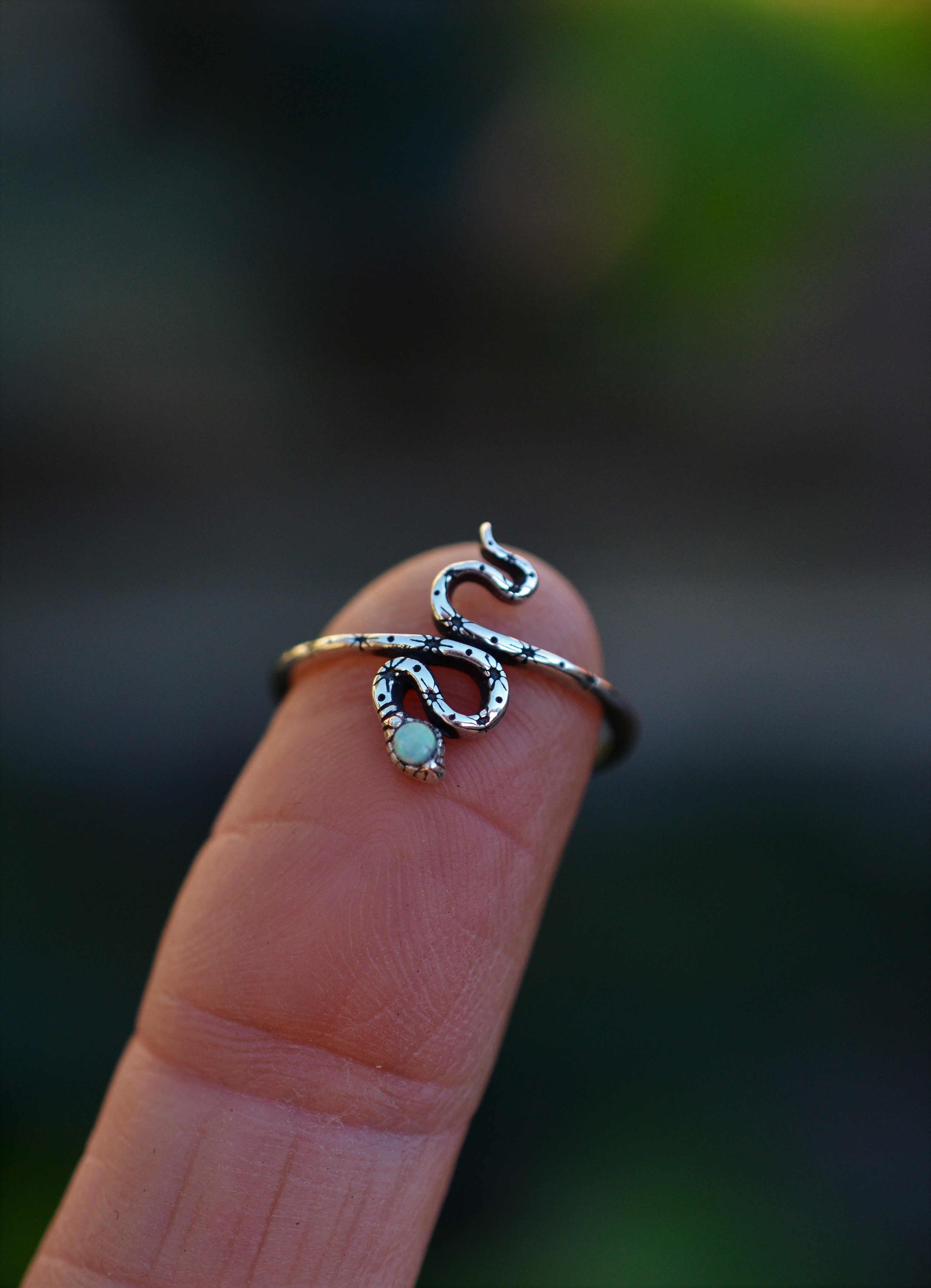 Celestial Snake Ring - Opal - Sterling Silver - Only Size 10 is Left!
