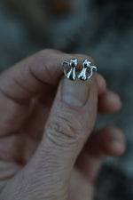 Black Cat Studs - Sterling Silver