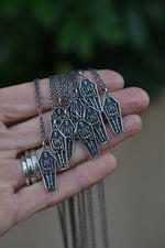 ONE Small Skeleton in Coffin Charm Necklace - Sterling Silver - Chain Included