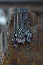 ONE Small Skeleton in Coffin Charm Necklace - Sterling Silver - Chain Included