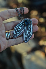 Large Mixed Metal Cicada Pendant - Labradorite