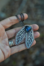 Large Mixed Metal Cicada Pendant - Labradorite
