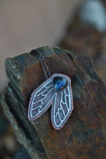 Large Mixed Metal Cicada Pendant - Labradorite