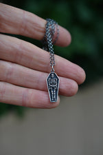 ONE Small Skeleton in Coffin Charm Necklace - Sterling Silver - Chain Included