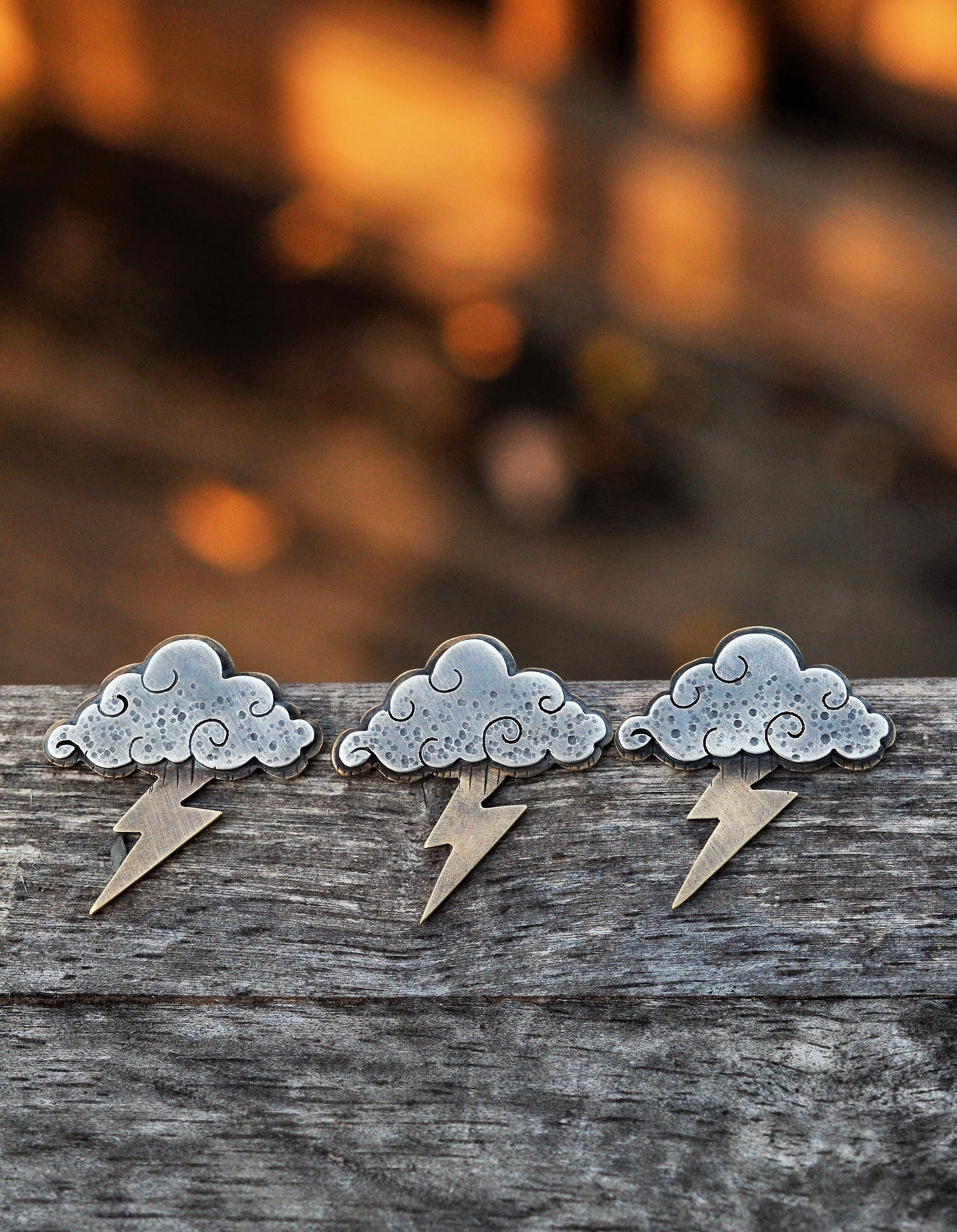 LOW STOCK! PRE-ORDER - Tattoo Style Mixed Metal Storm Cloud Necklace - 16" or 18" Chain Included