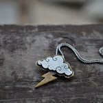 Pre-Order! Tattoo Style Mixed Metal Storm Cloud Necklace - 16" or 18" Chain Included