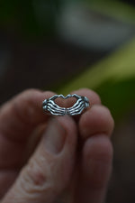 Heart Hands Skeleton Ring - Sterling Silver