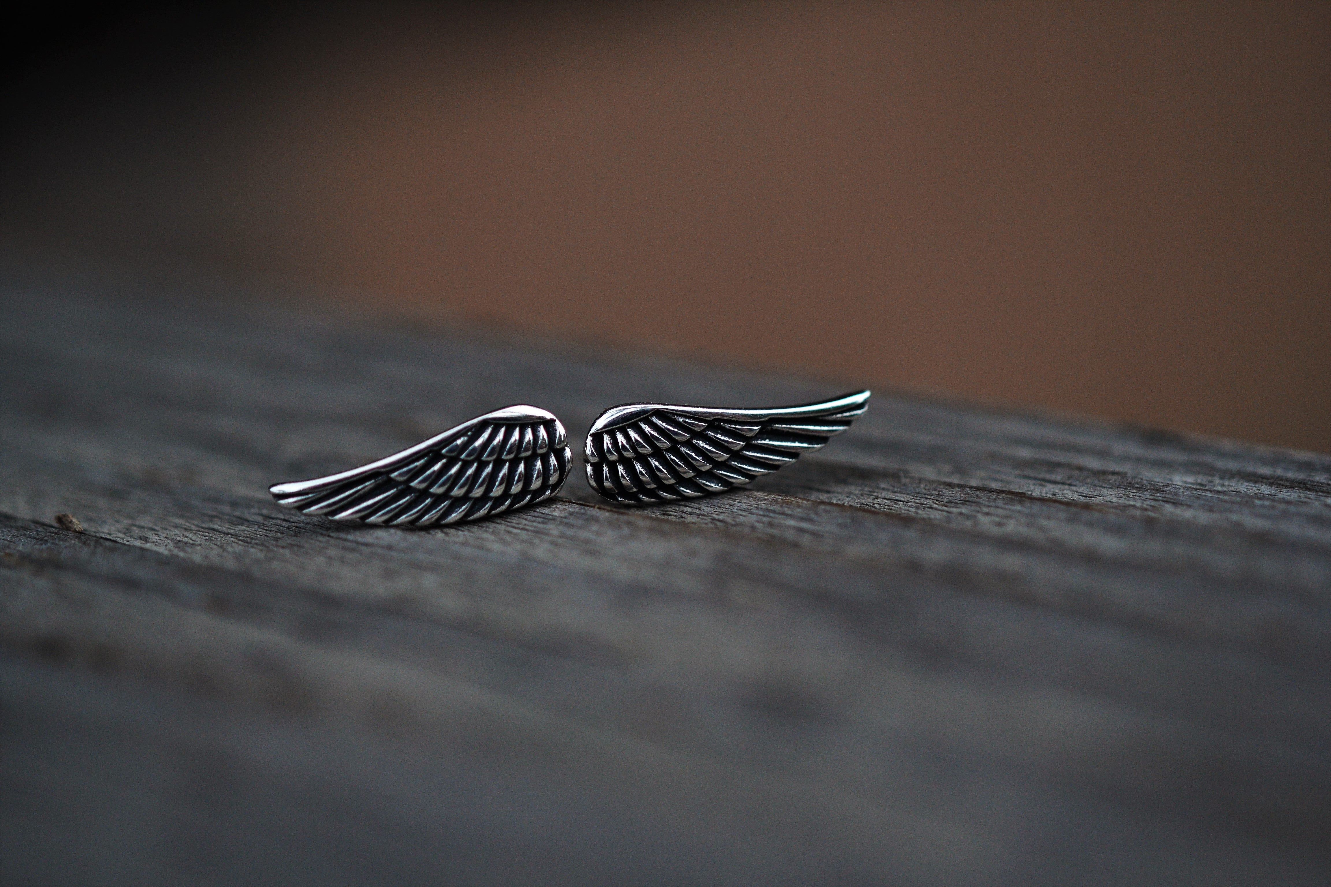 Sterling Silver Angel Wing Stud Earrings - Post Style