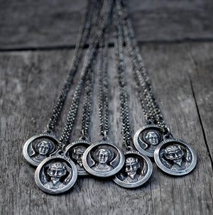 Blowout SALE! Will be DISCONTINUED! Sinner/Saint Double Sided Reversible Necklace - Sterling Silver - 18" Chain Included, Choose your Chain Style