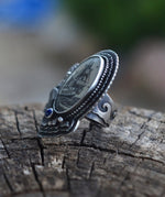 PRE-ORDER - Triple Layer Scrimshaw Tattoo Flash Flower Ring - Choose Your Scrimshaw