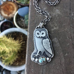 PRE-ORDER - Sterling Silver Owl Pendant - Choose Your Stone